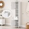 White Tall Standing Bathroom Linen Tower Storage Cabinet for Bathroom and Vanity